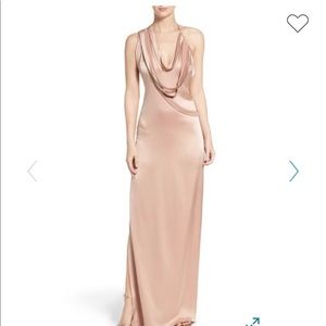 *new* Halston Draped Slip Gown VNeck Light Pink